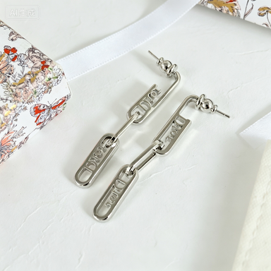 Long Chain Drop Earrings–Stud with Hanging Chain