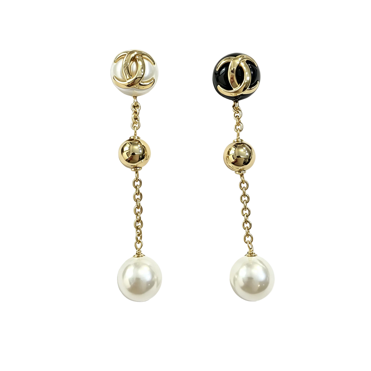 Mini Interlocking Monogram Stud Earrings–Crystal & Bead Drops