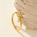 Knot Ring with Inlaid Gemstones, Stylish Statement Ring for Daily Wear & Gifting