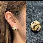 C-Hug-Bead Stud Earrings–Half-Ball Dome Design