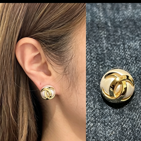 C-Hug-Bead Stud Earrings–Half-Ball Dome Design