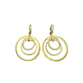 Multi Layer Interlocking Circle Drop Earrings Inlaid Sparkling Gemstones Fashion Women Ear Jewelry