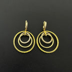 Multi Layer Interlocking Circle Drop Earrings Inlaid Sparkling Gemstones Fashion Women Ear Jewelry