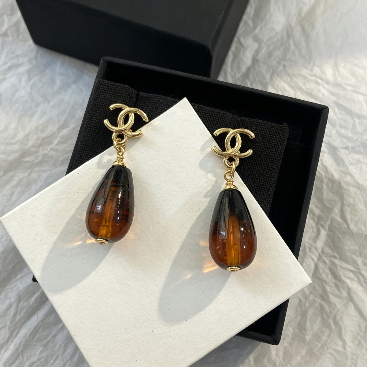 Amber Teardrop Drop Earrings–Classic Warm Hue