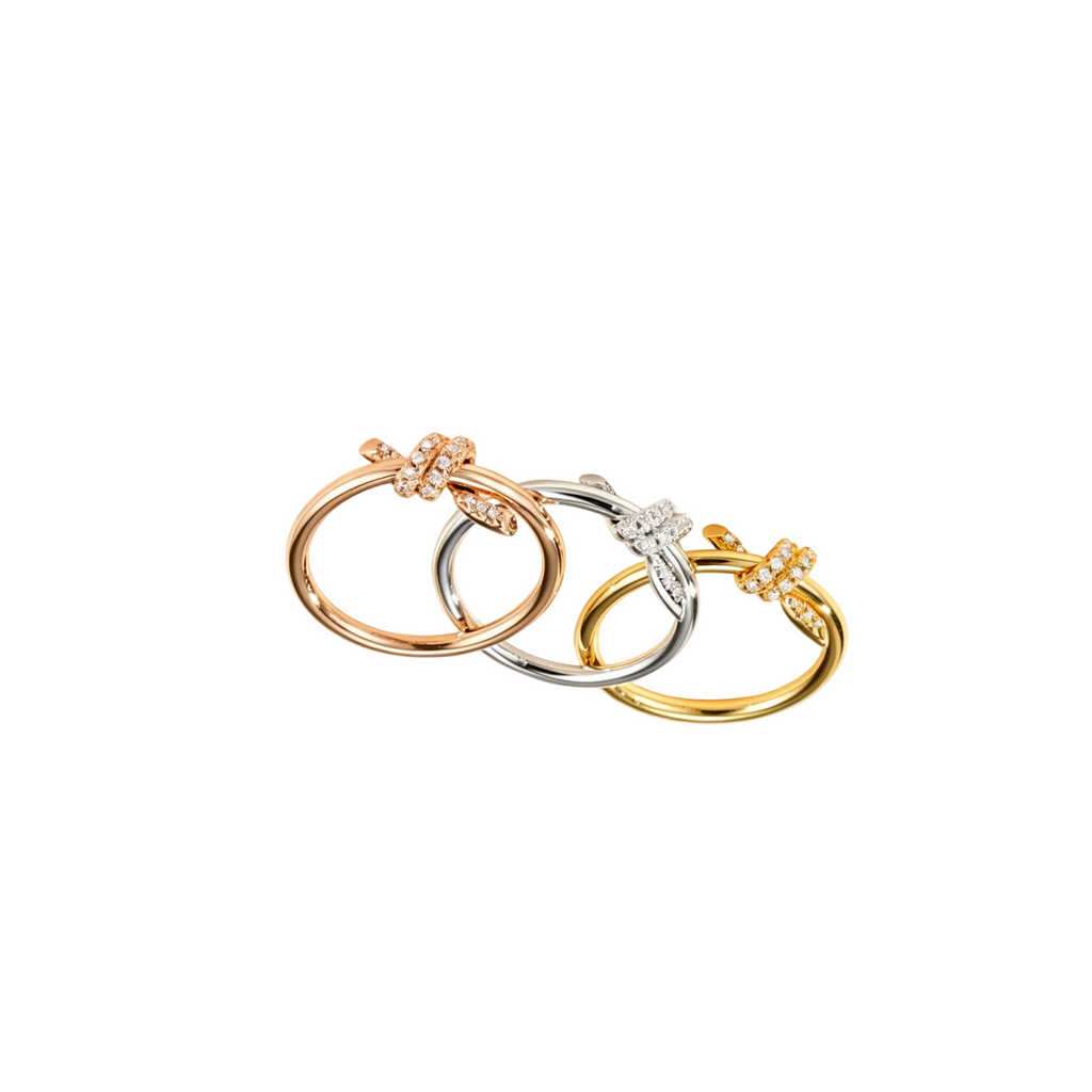 Knot Ring with Inlaid Gemstones, Stylish Statement Ring for Daily Wear & Gifting