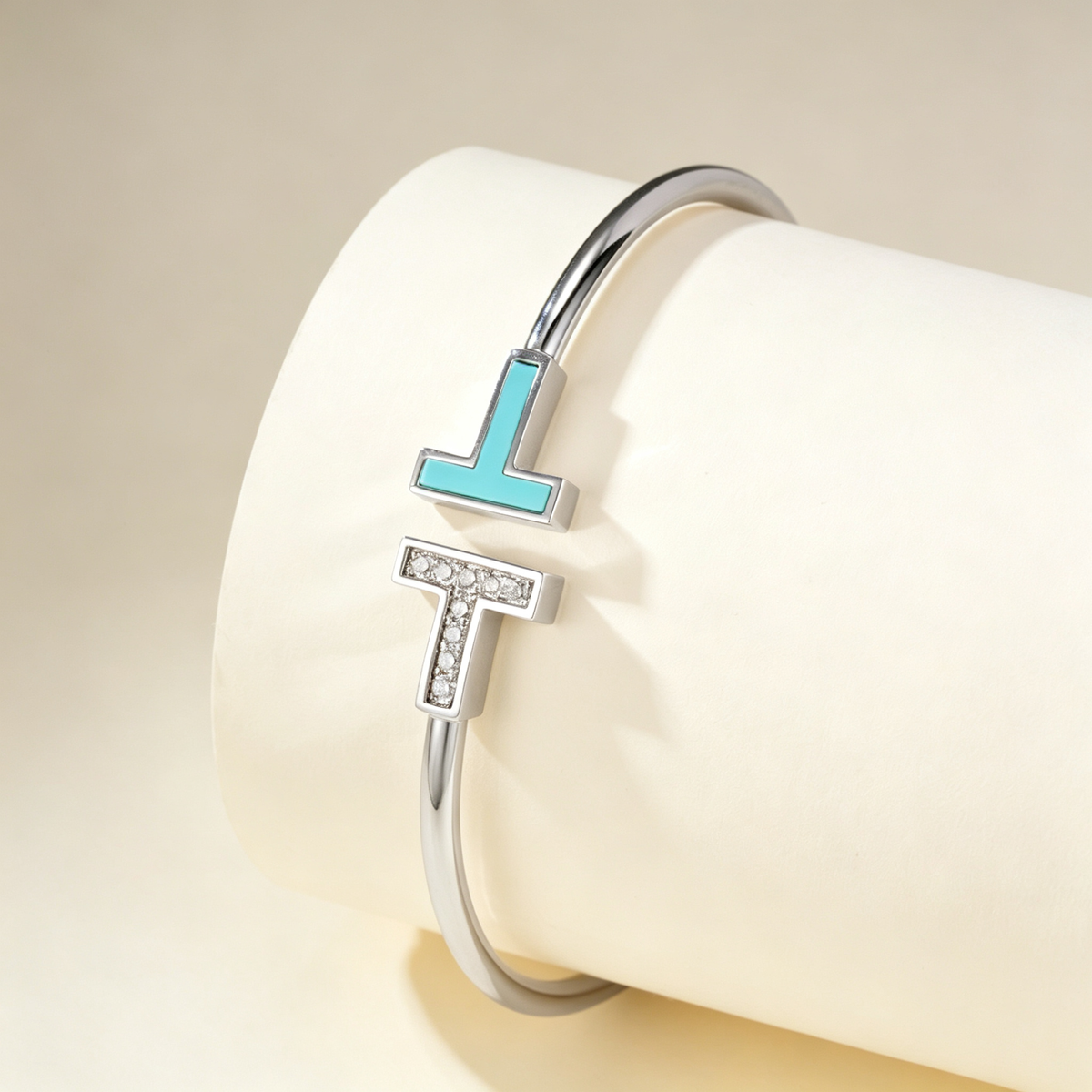 Dual T Bracelet with Mother of Pearl & Gemstones, Elegant Bracelet for Daily Wear & Gifting