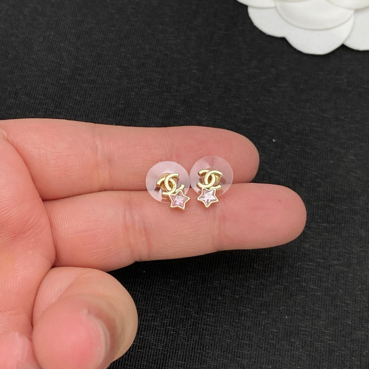 Intertwined Ring Star Drop Stud Earrings Inlaid Pink Sparkling Gemstones Fashion Women Ear Jewelry