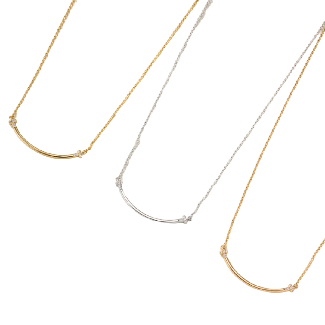 Reversible Smile Pendant Necklace with Full Gemstones – Two-Way Wear