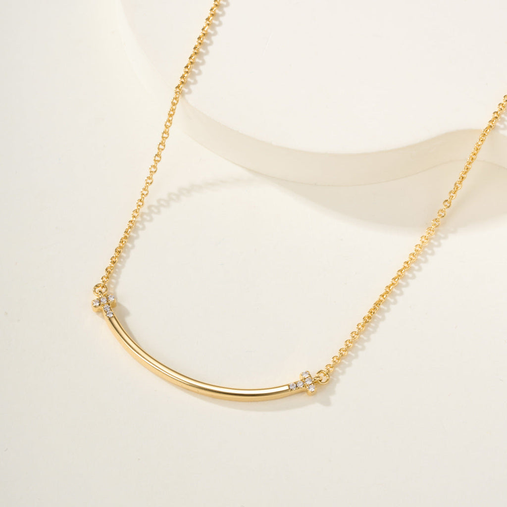 Reversible Smile Pendant Necklace with Full Gemstones – Two-Way Wear