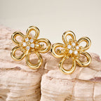 Lace Flower Earrings–Delicate Hollow Floral Stud Earrings