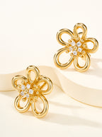 Lace Flower Earrings–Delicate Hollow Floral Stud Earrings