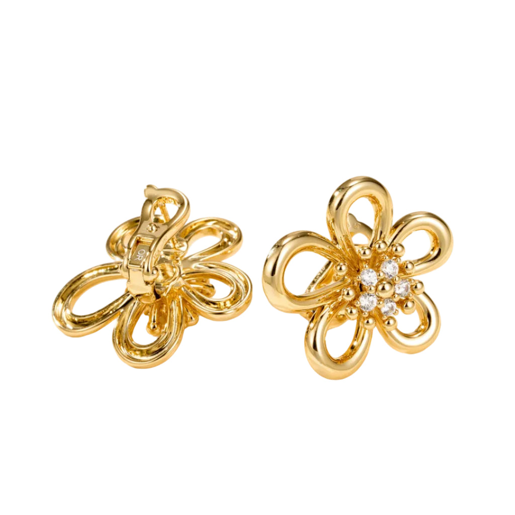 Lace Flower Earrings–Delicate Hollow Floral Stud Earrings