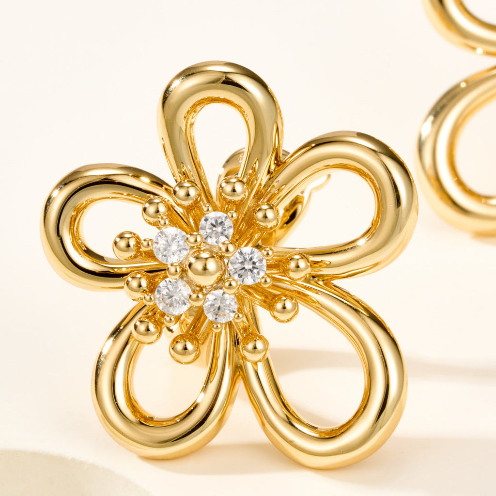 Lace Flower Earrings–Delicate Hollow Floral Stud Earrings