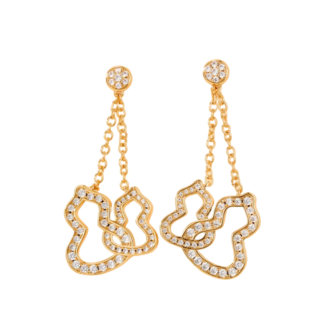 Full Gemstone Double Gourd Earrings–Lucky Gourd Studs