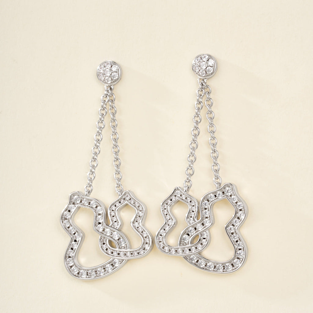 Full Gemstone Double Gourd Earrings–Lucky Gourd Studs