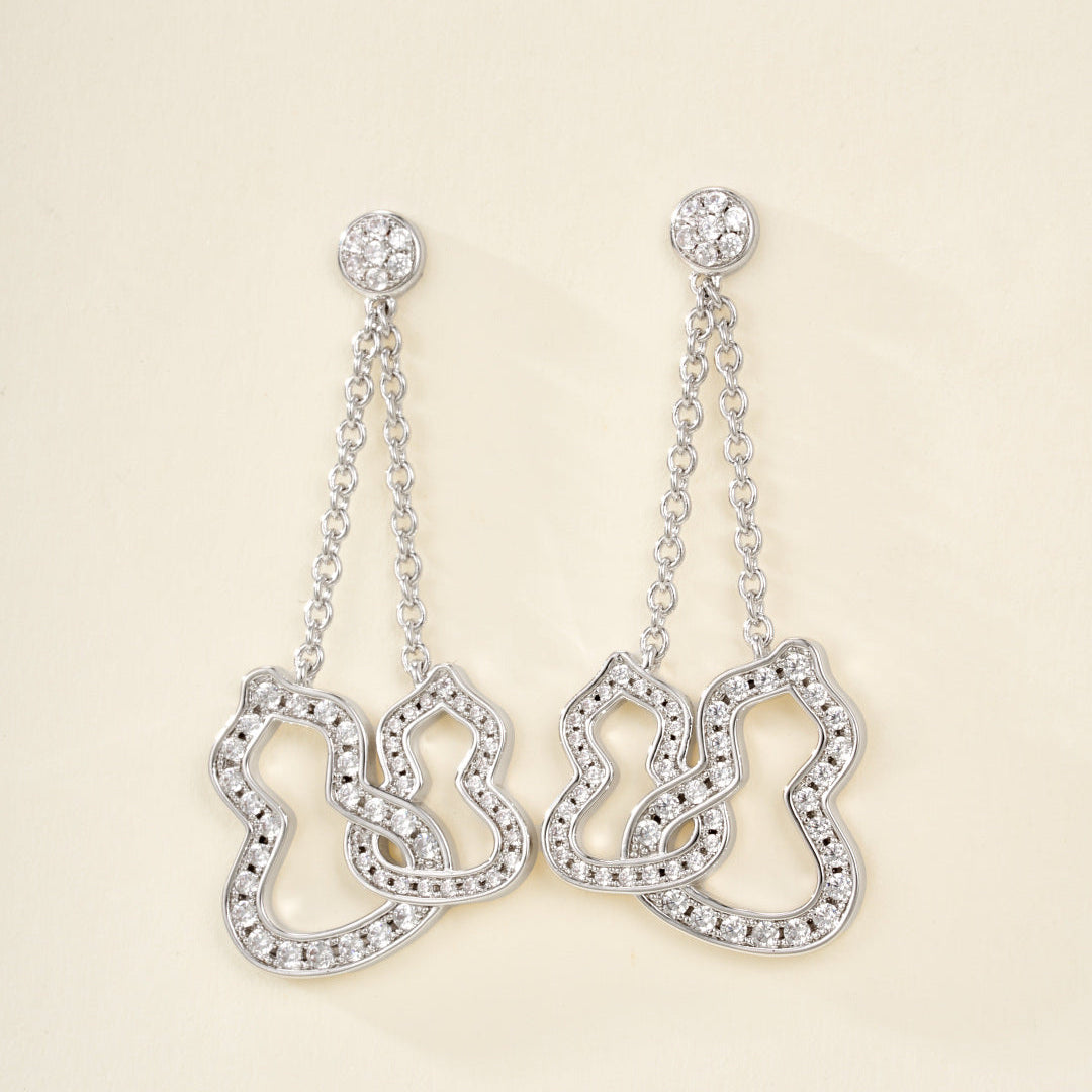 Full Gemstone Double Gourd Earrings–Lucky Gourd Studs