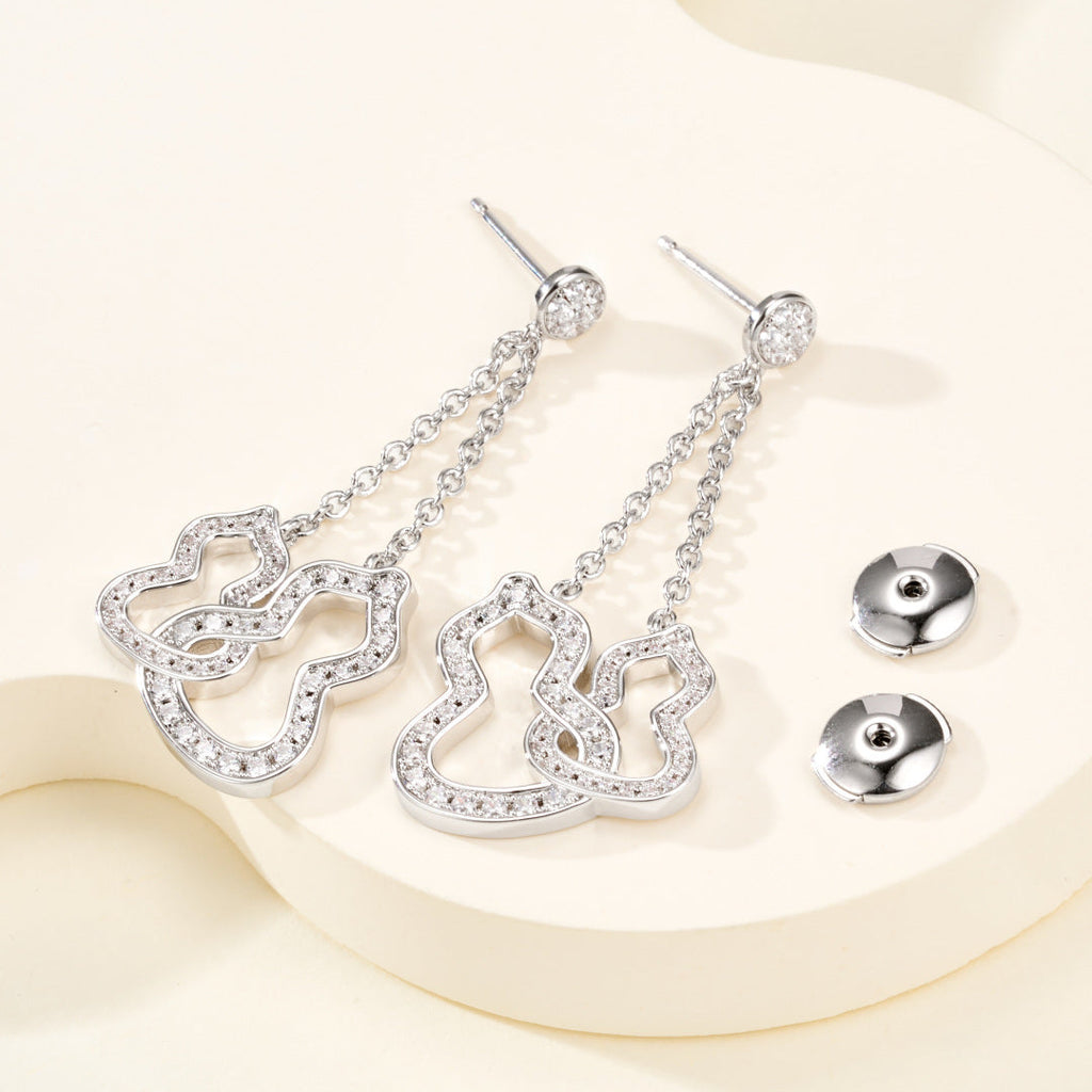 Full Gemstone Double Gourd Earrings–Lucky Gourd Studs