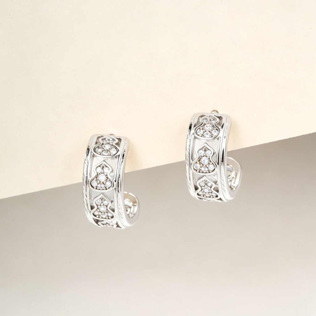 T-Shape Gourd Stud Earrings–Lucky Fortune & Double Blessings Charm
