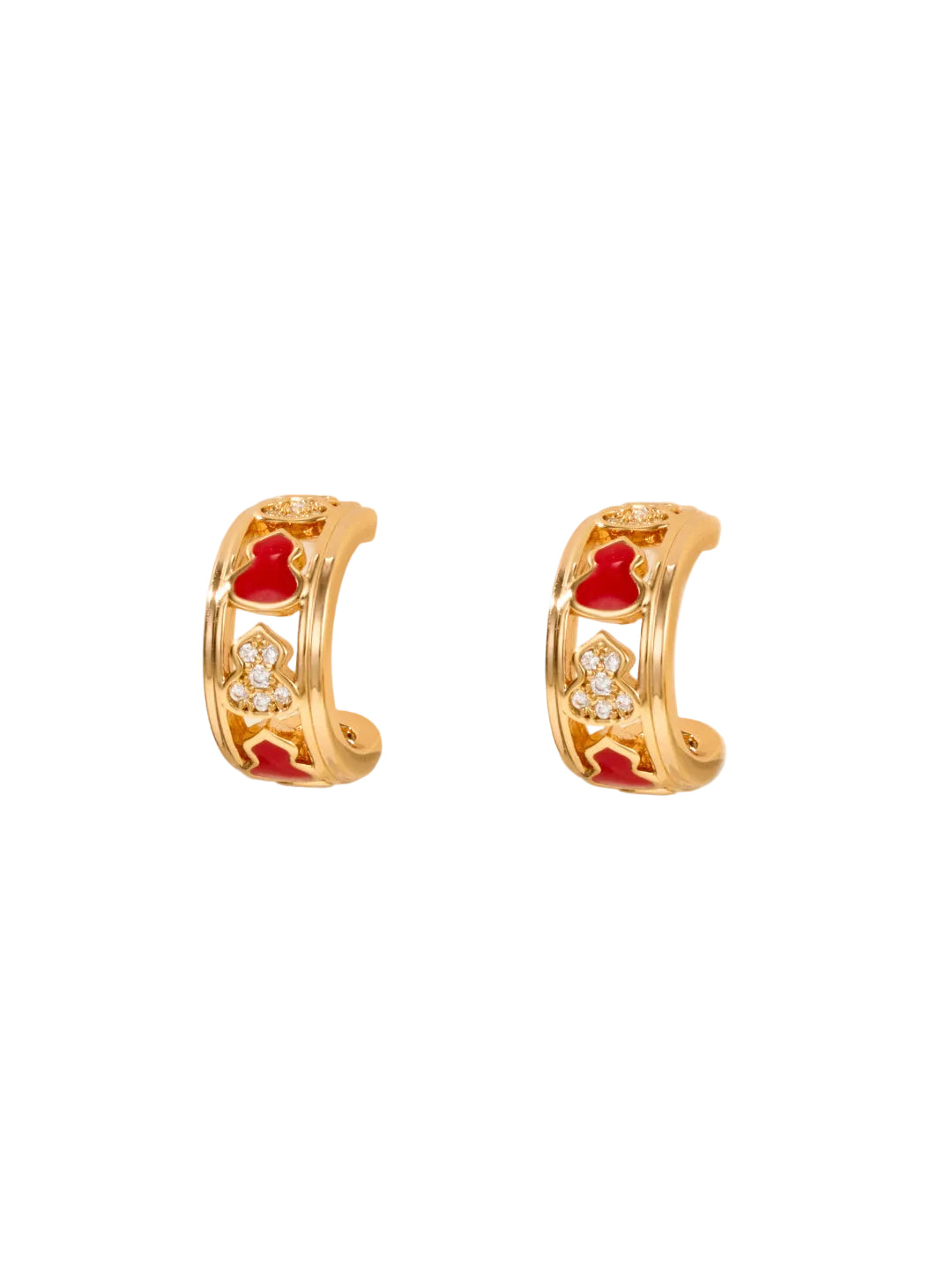 Gemstone-Set Double-Layer Gourd Earrings–Happiness & Good Luck Symbol