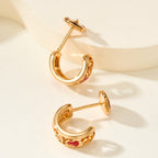 Gemstone-Set Double-Layer Gourd Earrings–Happiness & Good Luck Symbol