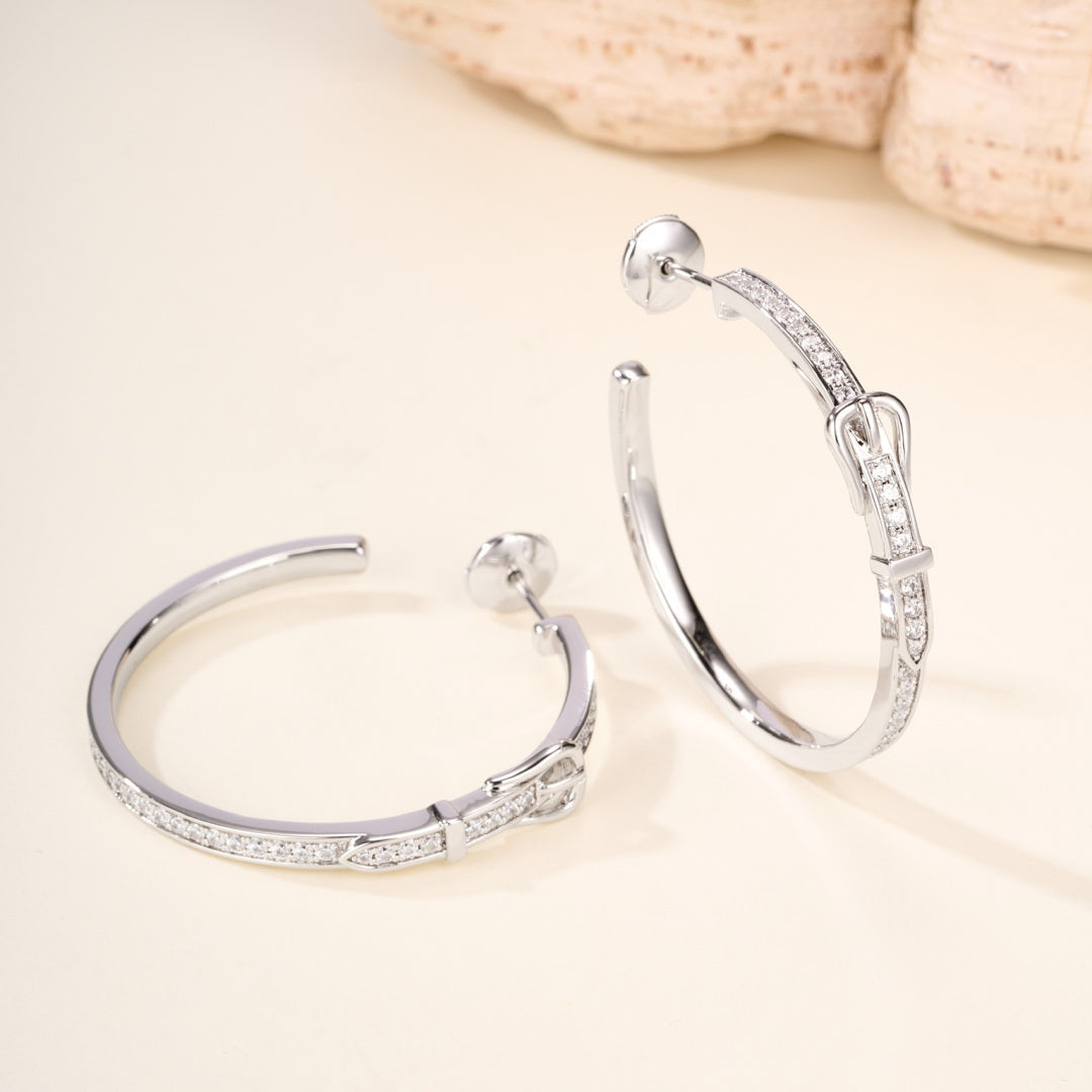 Full Paved Gemstone Belt Buckle Earrings, Sparkling Galaxy Starlight Statement Earrings