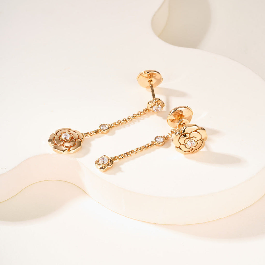 Asymmetric Camellia Earrings, Versatile Earrings for Work, Date & Daily Wear
