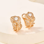 Peacock Feather Earrings Fully Set with Sparkling Gemstones