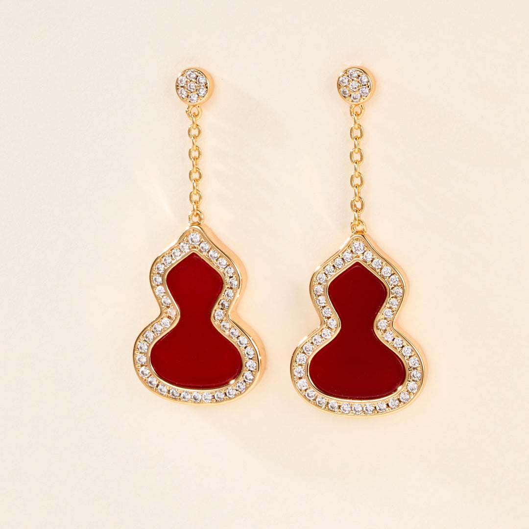 emstone Gourd Stud Earrings, Classic Lucky Gourd Earrings for Women