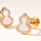 Mini Qilin Gourd Gemstone Stud Earrings with Locking Earring Backs