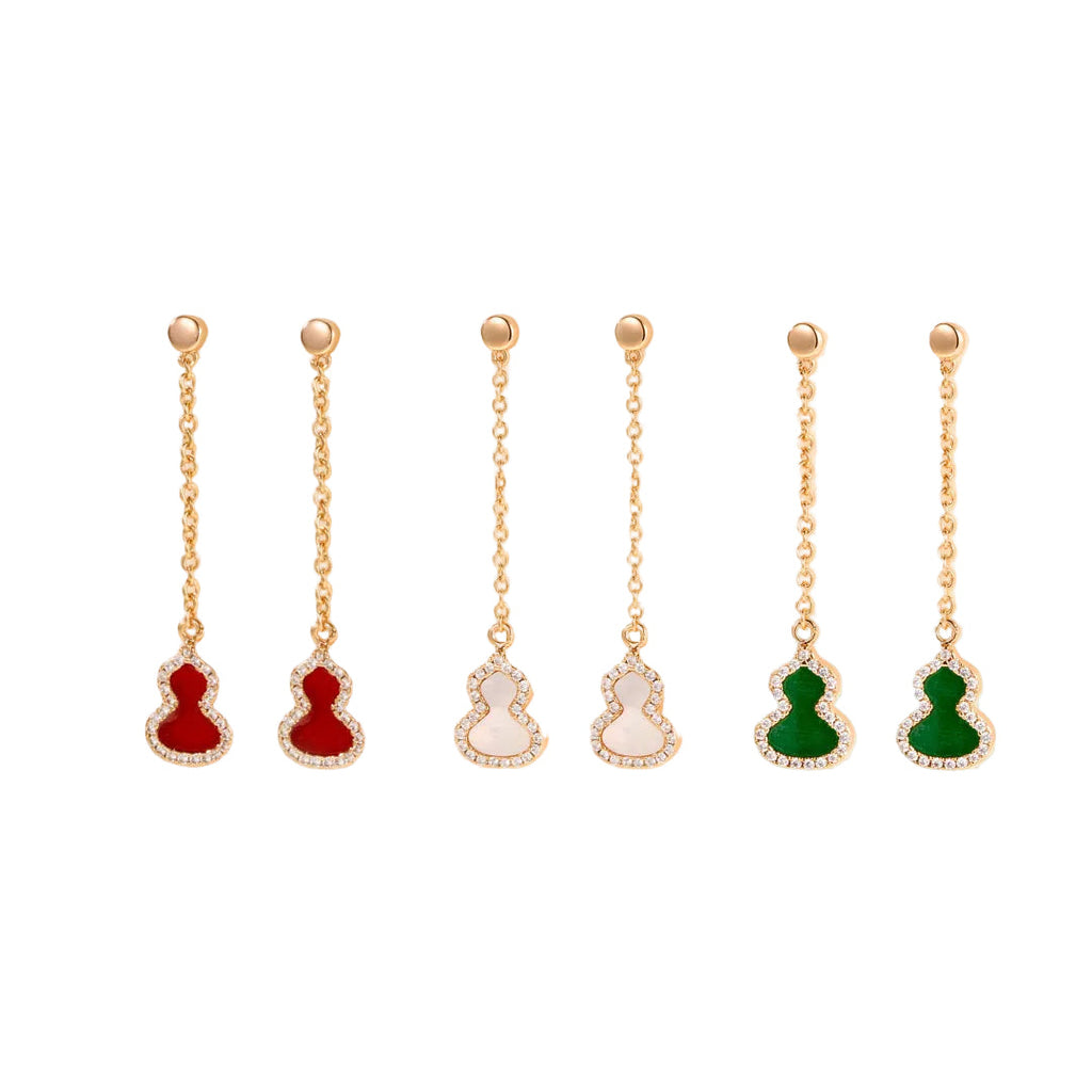 Gourd Stud Earrings with Gemstones–Lucky Charm for Everyday Wear