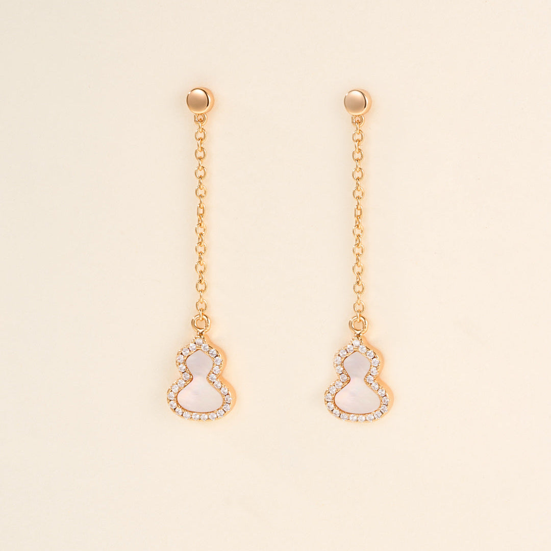 Gourd Stud Earrings with Gemstones–Lucky Charm for Everyday Wear