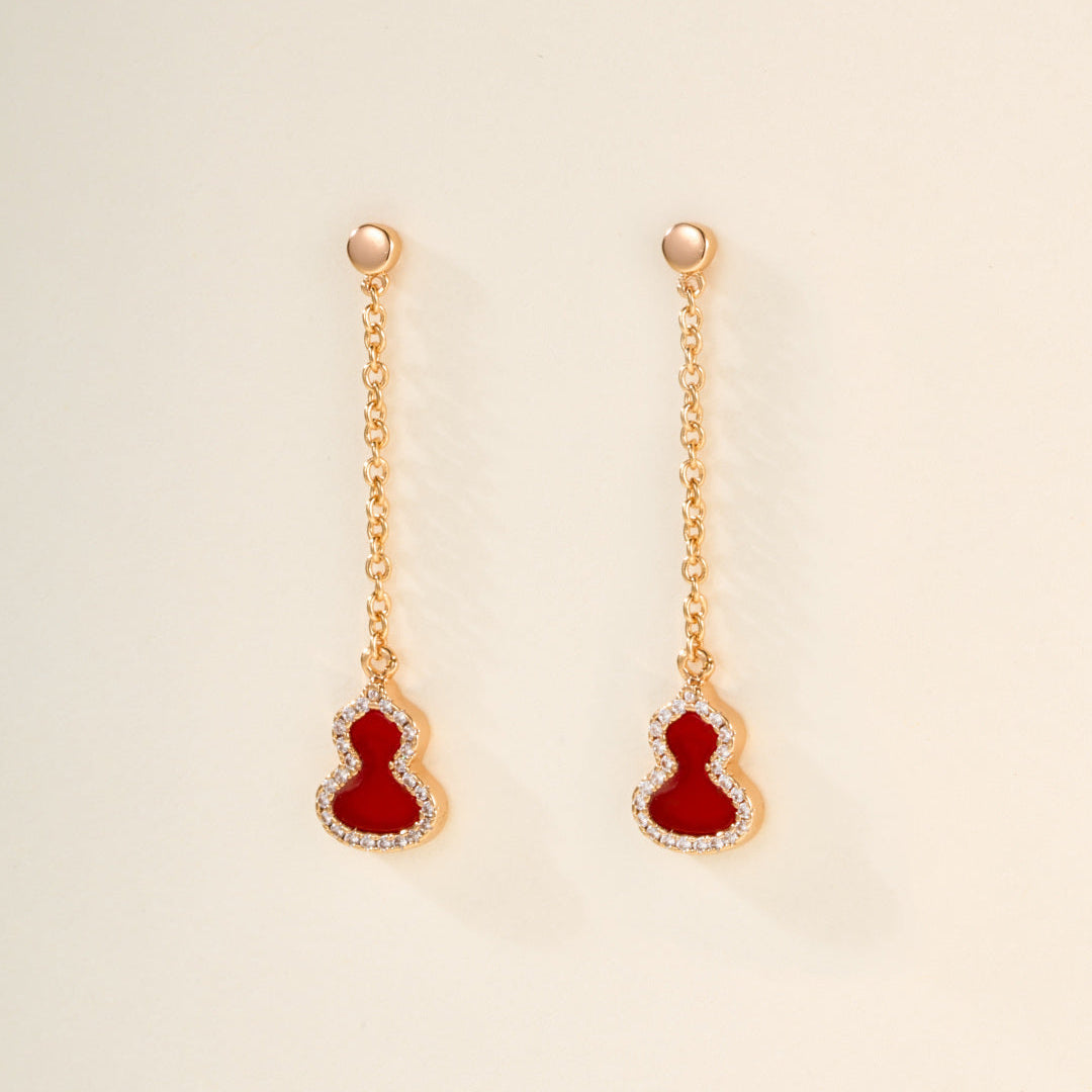Gourd Stud Earrings with Gemstones–Lucky Charm for Everyday Wear