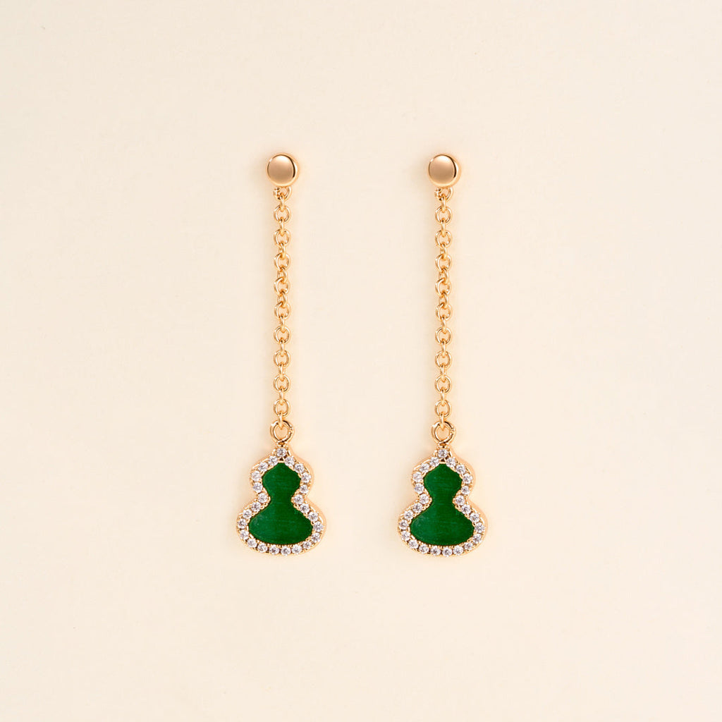 Gourd Stud Earrings with Gemstones–Lucky Charm for Everyday Wear