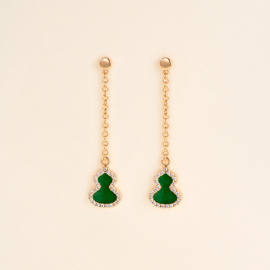 Gourd Stud Earrings with Gemstones–Lucky Charm for Everyday Wear