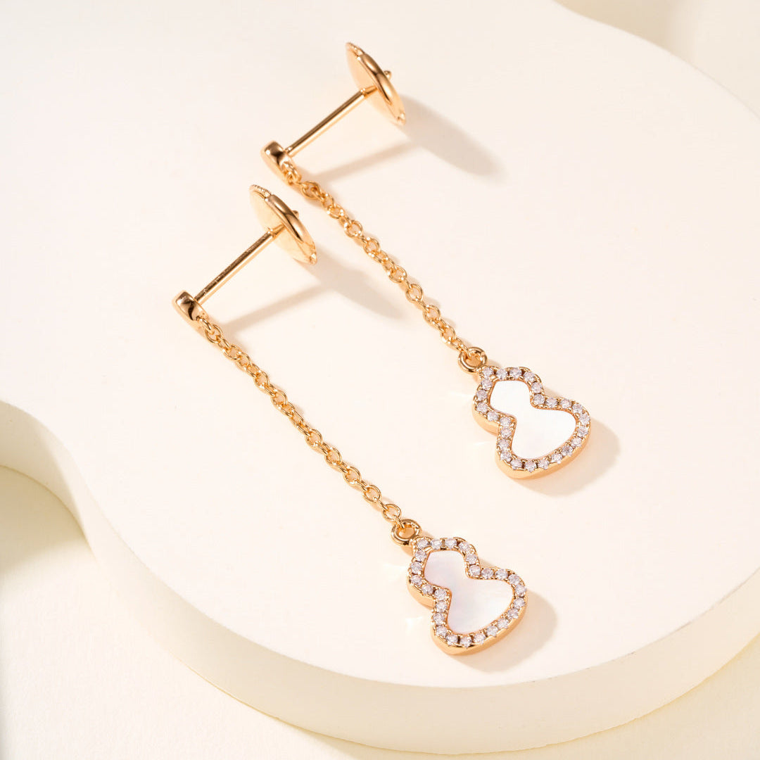 Gourd Stud Earrings with Gemstones–Lucky Charm for Everyday Wear