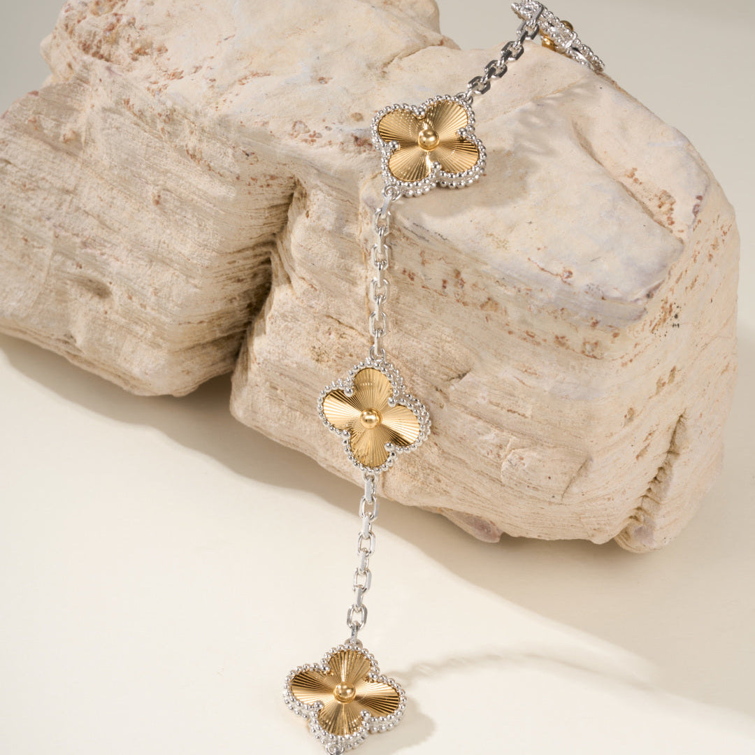 Five-Motif Four-Leaf Clover Bracelet – CNC Precision-Cut Lucky Charm