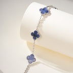 Blue Agate Five-Motif Four-Leaf Clover Bracelet – Lucky Charm