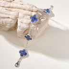 Blue Agate Five-Motif Four-Leaf Clover Bracelet – Lucky Charm