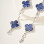 Blue Agate Five-Motif Four-Leaf Clover Bracelet – Lucky Charm