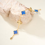 Carved Blue Chalcedony Five-Motif Bracelet – Delicate Floral Design
