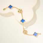Carved Blue Chalcedony Five-Motif Bracelet – Delicate Floral Design