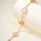 Pink Mother-of-Pearl Five-Motif Bracelet – Faceted Floral Design