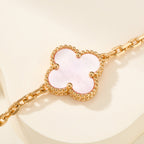 Pink Mother-of-Pearl Five-Motif Bracelet – Faceted Floral Design