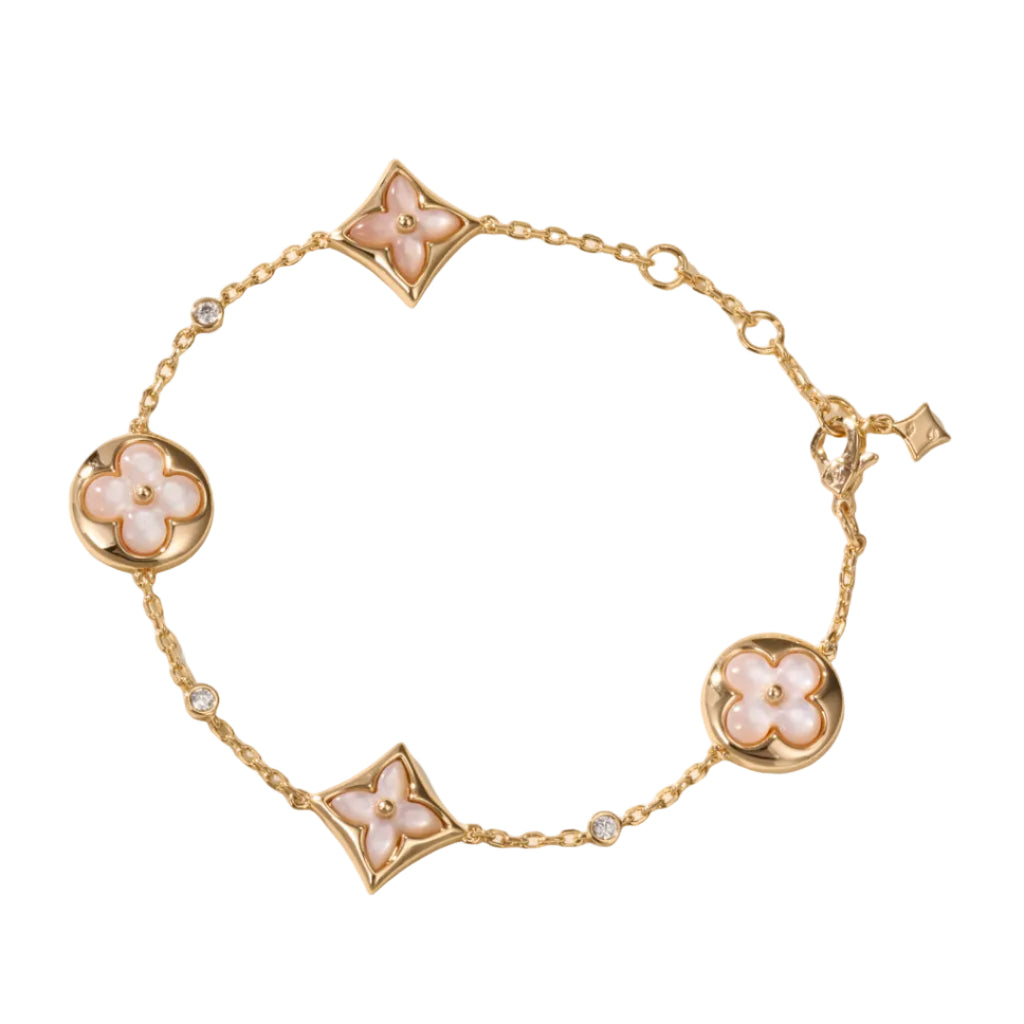 Four-Leaf Clover Bracelet with Pink Mother-of-Pearl – Lucky Charm
