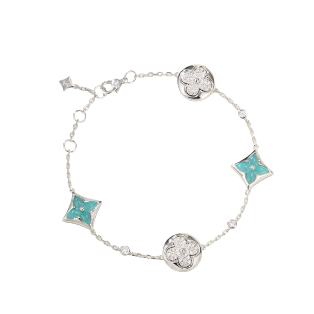 Four-Leaf Clover Bracelet with Amazonite & Gemstone Accents – Lucky Charm
