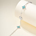Four-Leaf Clover Bracelet with Amazonite & Gemstone Accents – Lucky Charm