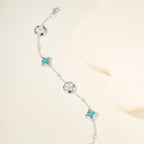 Four-Leaf Clover Bracelet with Amazonite & Gemstone Accents – Lucky Charm