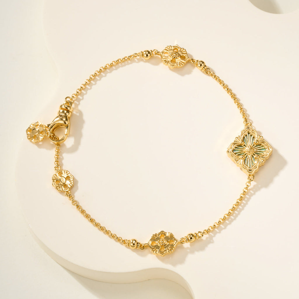 Small Size Amazonite Three-Motif Flower Bracelet Elegant Design