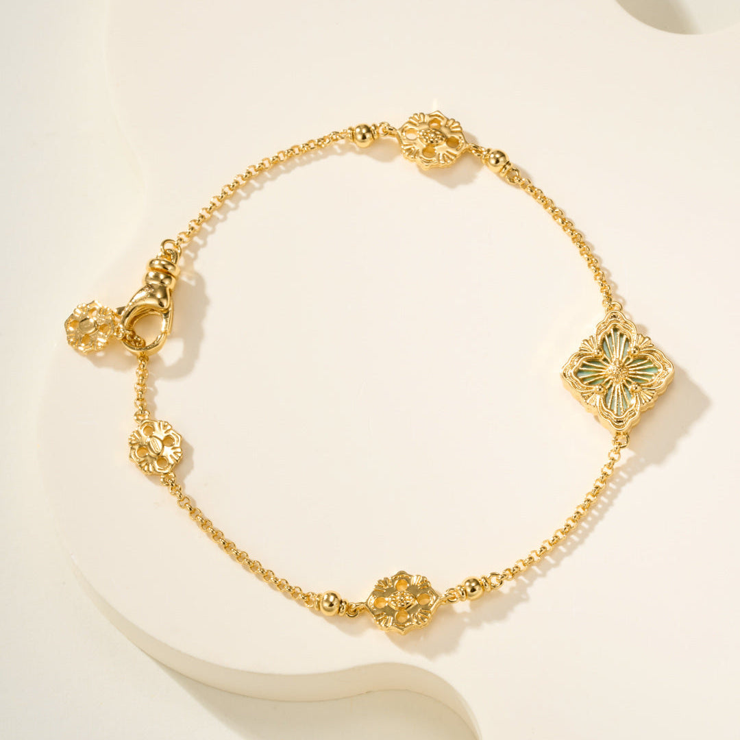 Small Size Amazonite Three-Motif Flower Bracelet Elegant Design