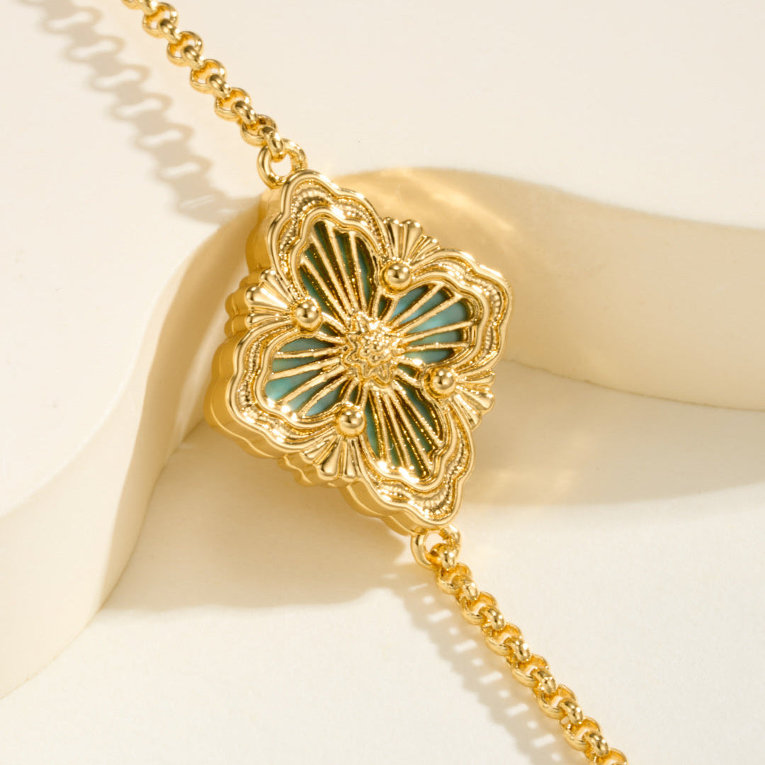Small Size Amazonite Three-Motif Flower Bracelet Elegant Design